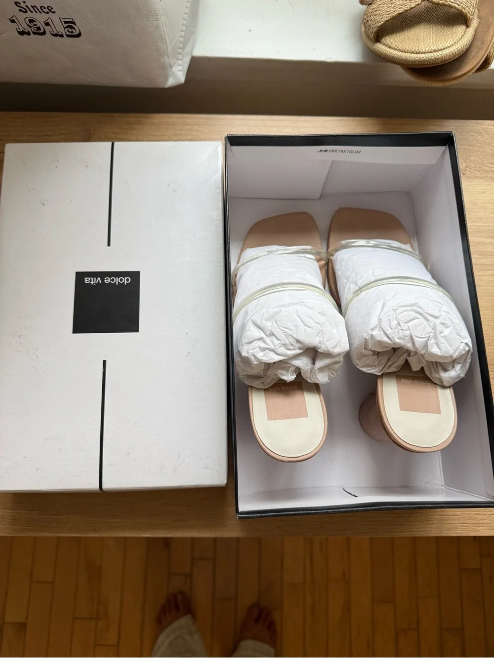 Dolce Vita Beige Textured Block Heel Sandals
